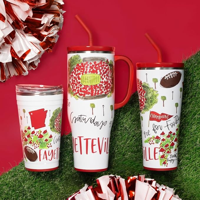 Swig Life 40oz Mega Mug, 40oz Tumbler with Handle and Straw, Extra Large Insulated Tumblers, Cup Holder Friendly Travel Mug (Saturdays In Fayetteville)