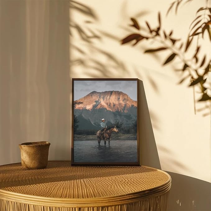 XOCUUI Cowboy Canvas Wall Art Vintage Print Oil Paintings 8x10 Inch, Western Cowboy Mid Century American West Country for Home Office Living Room Bathroom Bedroom Wall Decor Unframed - Image 6