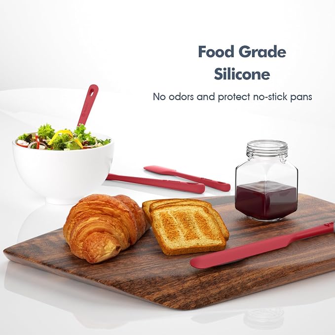 ChefAide 5 Pieces Silicone Spatula Set, Food Grade Rubber Spatula, Upgrade Strong Handle with Ergonomic Grip, Heat Resistant Up to 600°F for Nonstick Cookware, Cooking - Image 5