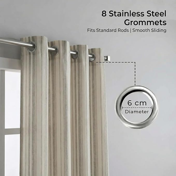 Urban Villa Cotton Grommet Curtains 52x96 (2 Panels) Curtis Stripes - Image 4