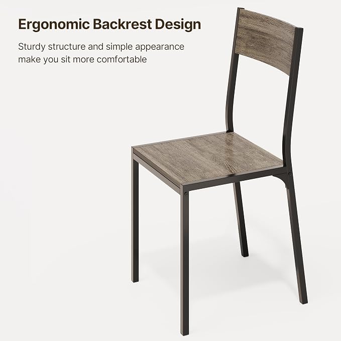 Gizoon 7-Piece Dining Table Set for 6, Kitchen Table with Chairs Grey | Spacious grey 6-person dining set with under-table storage rack. Ergonomic chairs slide under table to maximize space. - Image 8