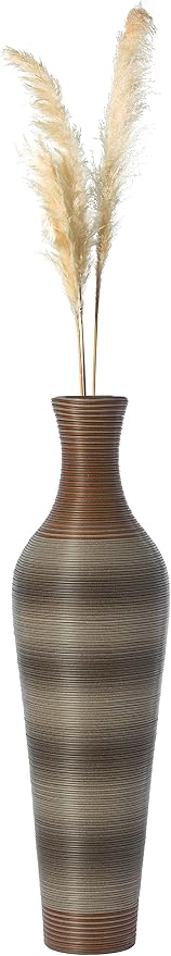 Uniquewise 39-Inch-Tall Vase, Brown Decorative Floor Vase, Classic Neat Floor Vase Tall Freestanding Flower Holder, Artificial Rattan Vase, PVC Floor Vase, Flower Holder for Home Decor, QI003824 by Uniquewise