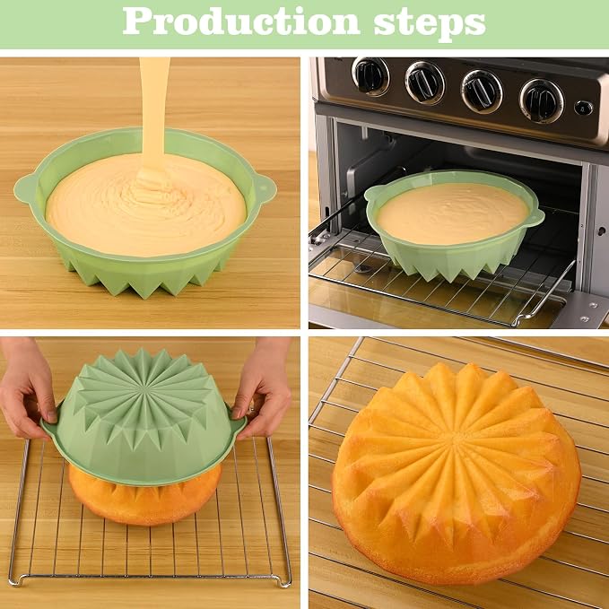 HUAKENER Flower Shape Cake Molds, 3 Pcs Silicone Cake Molds | Nonstick Silicone Cake Pan for Jello Cakes, Cheese Cakes, Strawberry Shortcake, Brownie Tart Pie - Image 4