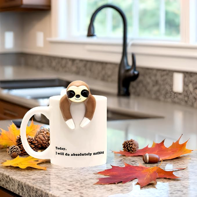 Decodyne Funny Sloth Coffee Mug - Cute Sloth Gifts For Coworkers Women & Men - White Elephant Gifts for Adults, Funny Office Present - Image 5
