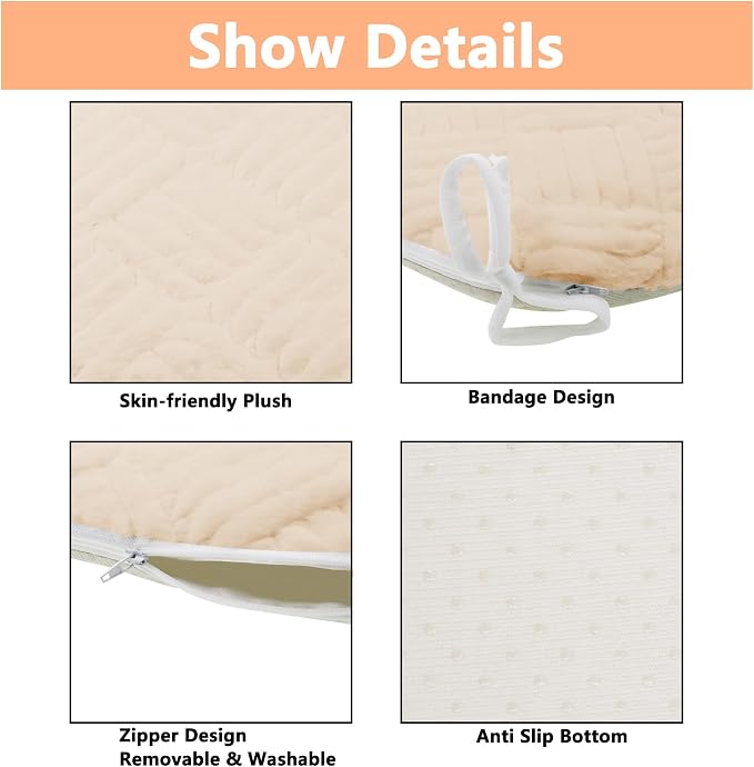 Plush Chair Cushion, Oval Chair Cushion Pad,Ultra Soft Nonslip Seat Pad,Comfortable Chair Cushion Cover,2PCS Memory Foam Chair Seat Cushion for Home Office Kitchen Dining Chairs Wheat - Image 3