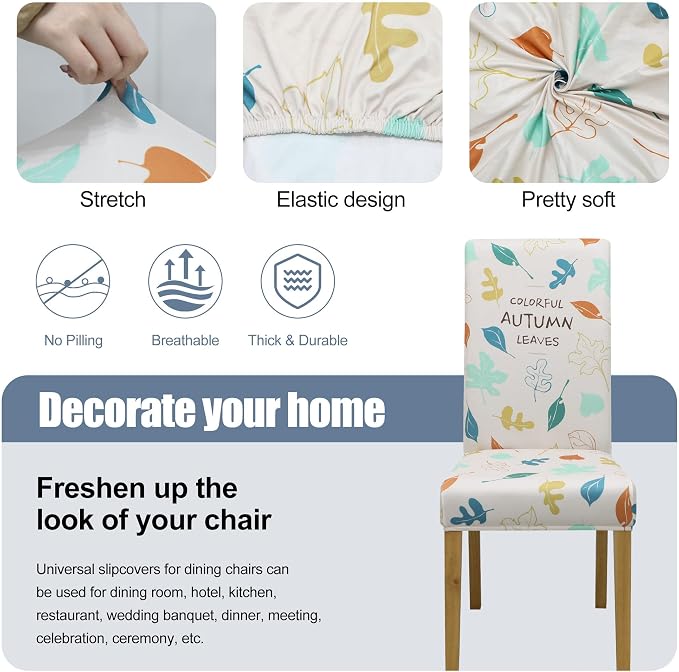 Dining Chair Covers, Stretch Seat Covers, Washable Furniture Protector | 4 Pack, Washable, Stretch Fit, Soft, Non Slip, Dining Chair Covers, Seat Protector, Furniture Cover,Easy Clean - Image 3