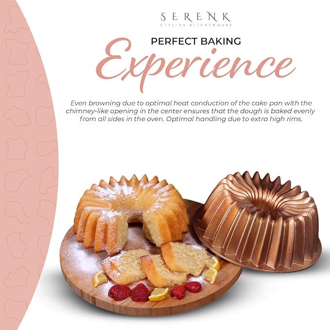 serenk Fun Cooking Star Cake Pan, Die Cast Coating with Elegant Pattern, Nonstick Bakeware, Cake Mould for Professional Taste, 10.2”, Round, Yellow | With A+ non-stick granite coating, die-cast aluminium, yellow, diameter 26 cm, made in Türkiye - Image 4