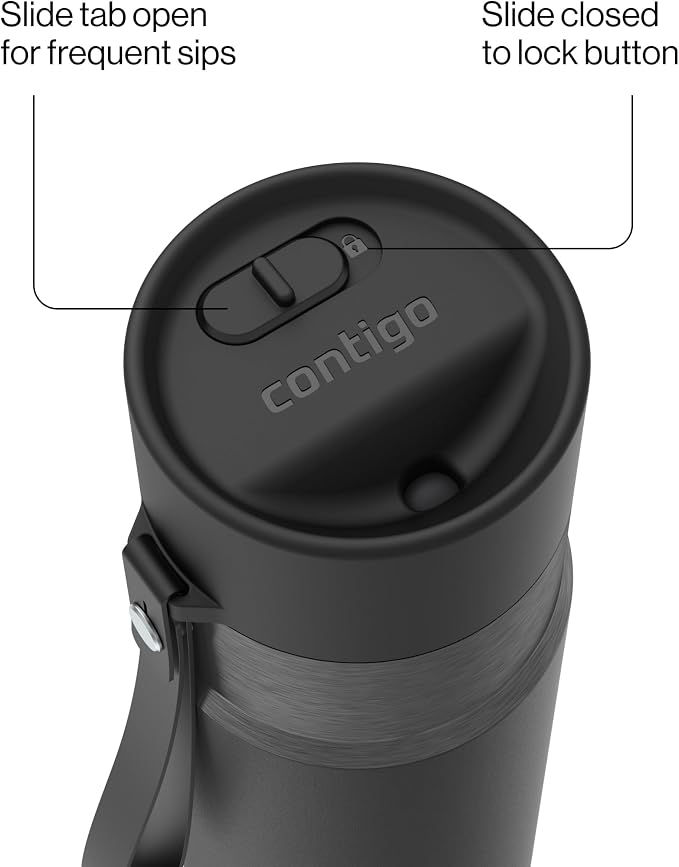 Contigo AutoSeal 24 oz Stainless Steel Vacuum-Insulated Water Bottle with Leakproof Push-Button Spout & Lock, Carry Strap, BPA-Free & Lead-Free, Dishwasher Safe - Image 3