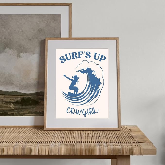 XOCUUI Coastal Cowgirl Wall Art,Coquette Blue Cowgirl Boots Posters，Blue Beachy Cowgirl Room Decor,Preppy Aesthetic Pictures Prints for Teen Girl Dorm Apartment Decoration 8x10 (Unframed) - Image 3