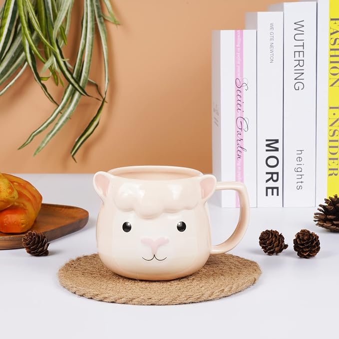 Llama Coffee Mug 14 oz Ceramic Novelty Coffee Mug 3D Porcelain Tea Mug for Women Christmas Housewarming Holiday Birthday Gifts for Women Mom Kids Teacher and Best Friend Pink - Image 8