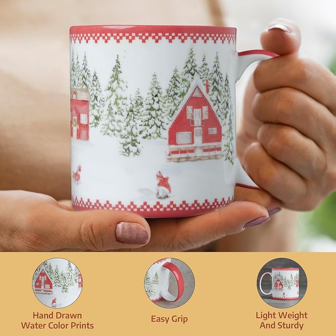 Maison d' Hermine Coffee Mug with Handles Tea Cups (15 Ounce, Pack of 1) | Fine Bone China Coffee Mugs for Hot Beverages Cappuccino Latte Home Restaurant Spring Summer -Rural Christmas - Jokkmokk - Image 5
