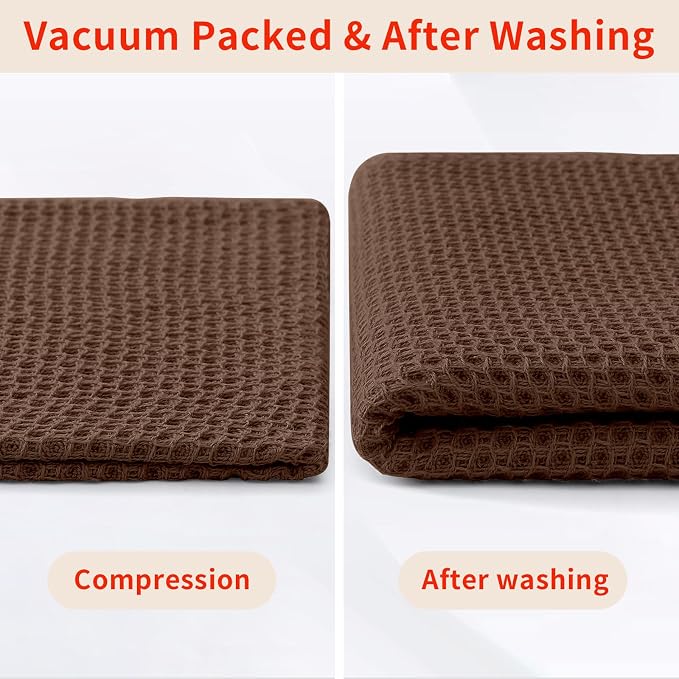 Homaxy 100% Cotton Waffle Weave Kitchen Dish Towels 12-Pack, Coffee | 13 x 28 Inches, Ultra Soft Absorbent Dish Towels, Quick Drying Cleaning Towels - Image 8