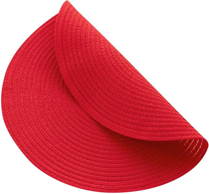 SHACOS 15 inch Round Placemats Set of 6 Braided Non Slip Washable Place Mats for Dining Tables Kitchen Table Mats Home Wedding Party Decor (Red, 6) - Image 9