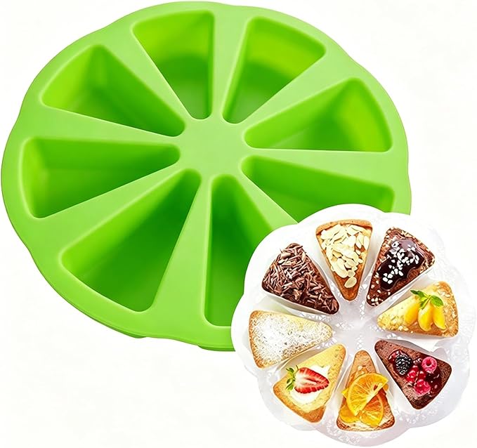 Silicone Dessert Mold Silicone Cake Mold Baking 8 Cavity Non Stick Multipurpose Baking Pan Easy Release Flexible with 8 Connected Cavities for Cakes Bread Chocolate Pizza (Green) - Image 8