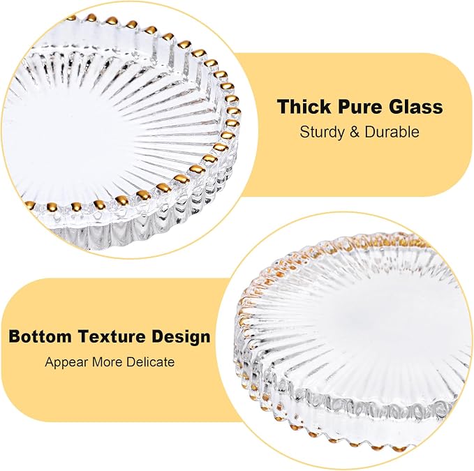 Set of 5 Modern Clear Coaster-Glass Coasters for Drinks,Clear with Gold Rim | Crystal Coasters Round Cup Mat, Coffee Table Decor for Office, Kitchen, Bar, Dining Room, Living Room, Patio - Image 5