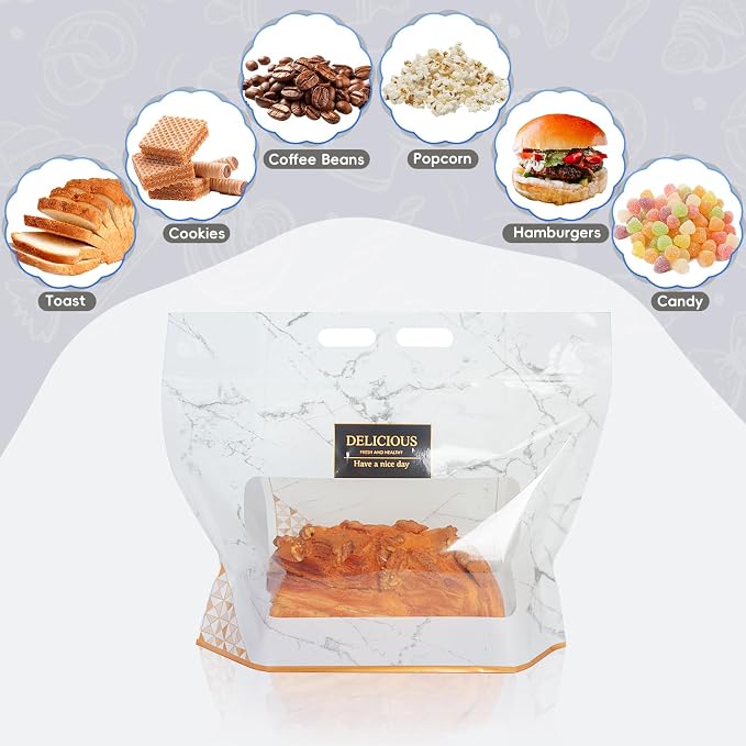 Funcoo 50 Pcs Plastic Bread Bags for Homemade Sourdough Bread Bakery Storage Bags with Window, Large Bakery Loaf Bag for Baked Goods Packaging, Snacks, Fruits, and More (12.6x10.8") - Image 3