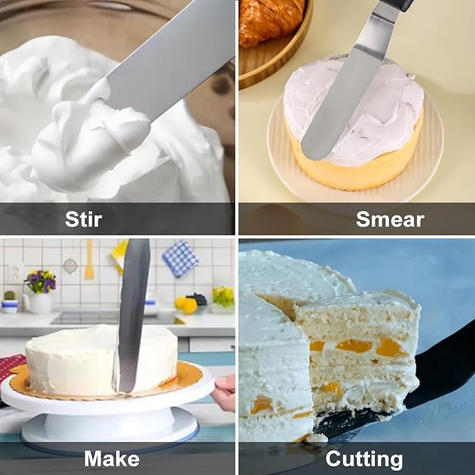 12" large Angled Icing Spatula,Lmoszuak Professional food grade stainless steel cake spatula,with Sturdy & Durable Handle Cake Spatula,Frosting smoother spatulas for cake decorating,Baking
