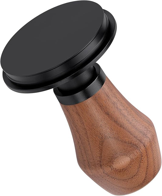 Normcore 58mm Spring Loaded Coffee Tamper V4.1 with Click Feedback, Titanium PVD Flat Base, Self-Leveling Espresso Tamper for 58mm Portafilters, Genuine American Walnut Handle