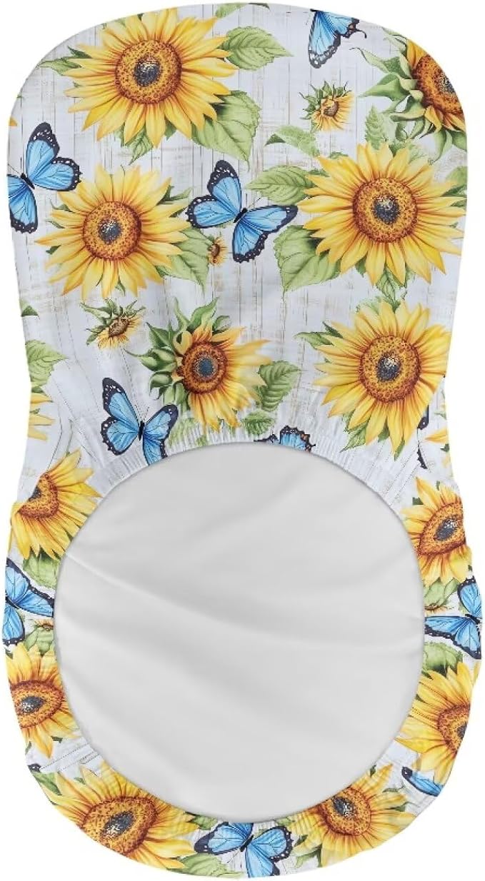 Sunflower Butterfly Bar Stool Covers Seat Covers for Dining Room Chairs Stretchable High Mid Low Swivel Chair Seat Covers - Image 5
