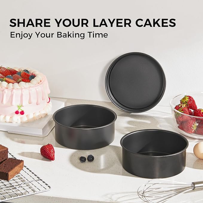 6 Inch Cake Pans for Baking, Round Small Layer Cake Pan Set with 120 Pieces Parchment Paper, Nonstick Circle Cheesecake Tin, 4 Pieces, Heavy Duty - Grey - Image 3