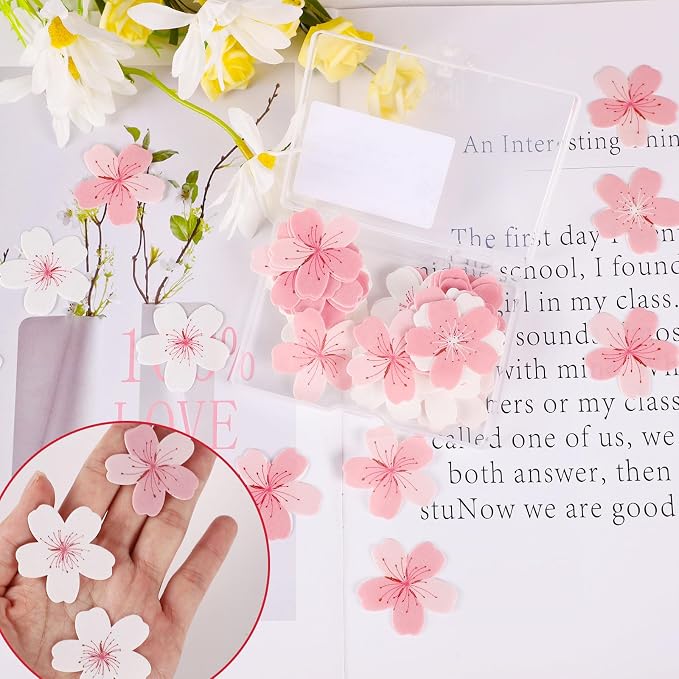60PCs Edible Flowers Cherry Blossom Cake Decorations Cupcake Toppers | Edible Flowers, Wafer Paper Flower Cupcake Toppers for Wedding Birthday Party Decorations Supplies - Image 8
