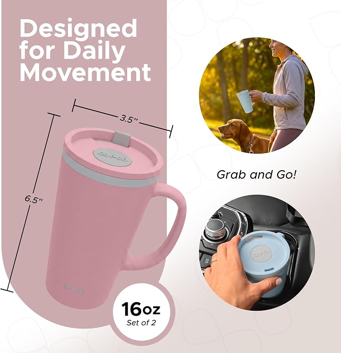 Copco Cone Desk Mug 16 Oz - Light Blue & Pink, Set of 2 - Image 2