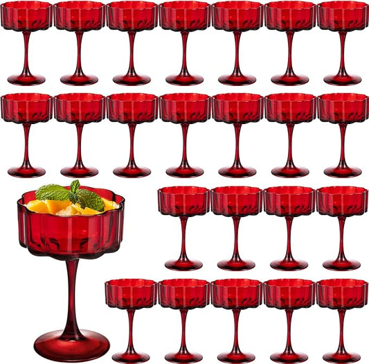 Vintage Champagne Coupes Glass Cute Martini Cocktail Glasses,13oz Crystal Martini Wine Glasses Set Of 24 Elegant Flower -Shaped Goblet Drinking Champagne Dessert Yogurt Ice Cream Glassware Cups Red by Unknown