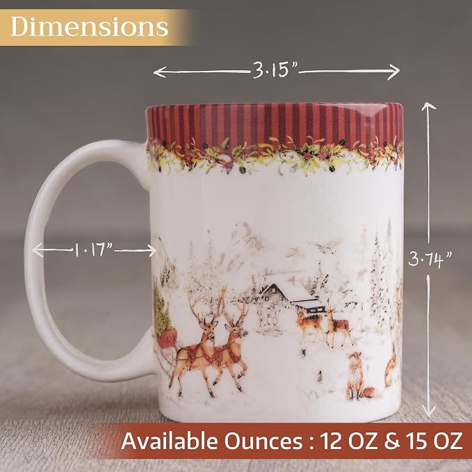 Maison d' Hermine Coffee Mug with Handles Tea Cups (12 Ounce, Pack of 1) | Fine Bone China Coffee Mugs for Hot Beverages Cappuccino Latte Home Hotel Spring Summer -Christmas Tradition - Landscape - Image 4