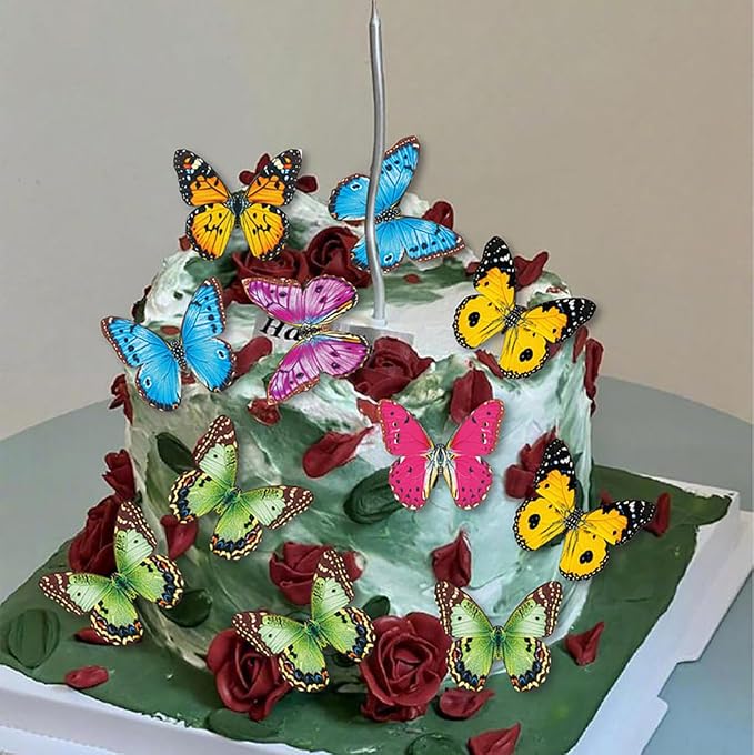 Edible Butterfly Wafer Paper Cake Cupcake Toppers 48pcs Edible Butterfly Decorations for Cakes, Cupcakes, Cookies Pastel Color Wedding, Birthday, Baby Shower Party Supplies (Butterflies A) - Image 3