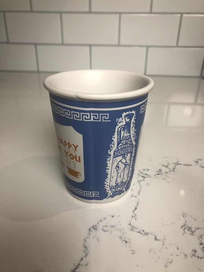 ExceptionLab 10 oz Ceramic New York City Greek Coffee Cup "We are Happy to Serve You" - Image 3