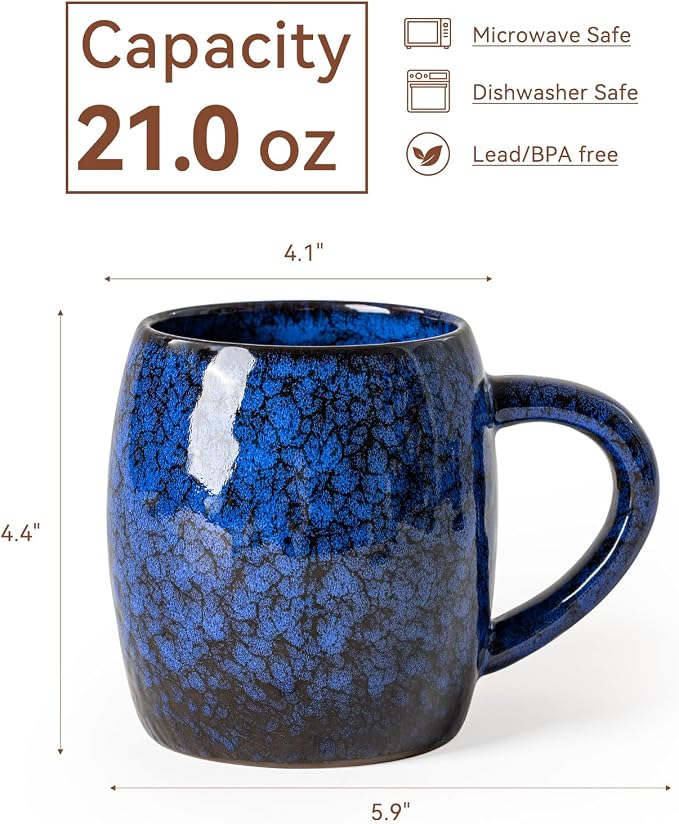 Cosmic Nebula Ceramic Coffee Mug - 21 oz Large Coffee Cup with Ergonomic Handle, Unique Reactive Glaze Ceramic Mug for Office Home, Birthday Gifts for Men Women - Image 5