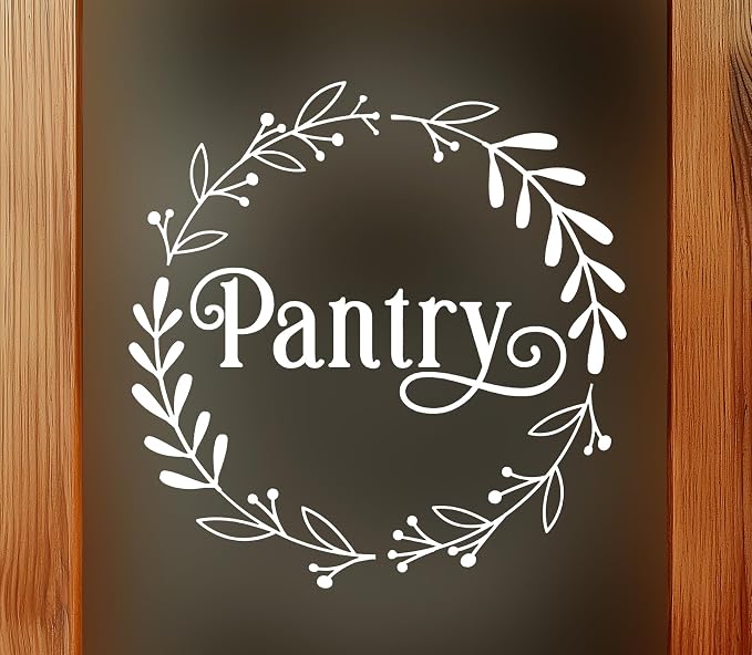 Pantry Decal, Kitchen Pantry Ornamental Sticker, Food Pantry Door Decal, Farmhouse Pantry Door Sticker, Kitchen Door Sign, Pantry Door Vinyl Sticker Decal (White) by YYDESN