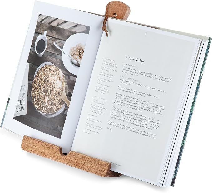 Twine Cookbook Stand, Acacia Wood Tablet Stand, Recipe Book Holder, Rustic Kitchen Decor Countertop Display, Acacia Wood, Set of 1 - Image 5