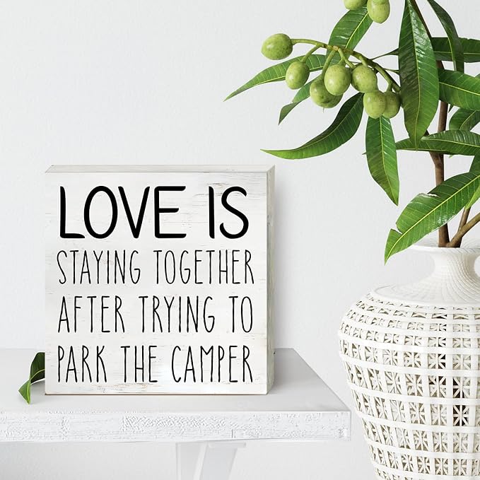 Love is Staying Together Camper Wood Box Sign Home Decor Rustic Camping Wooden Box Sign Block Plaque Wall Desk Decoration - Image 4