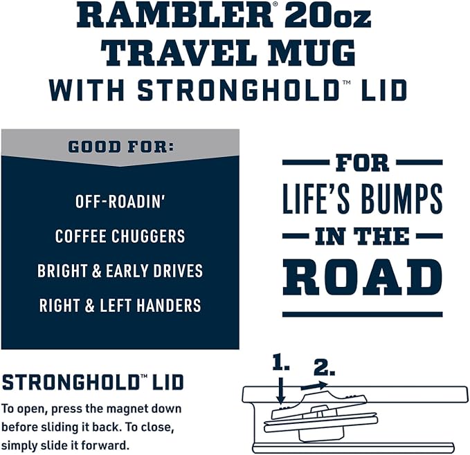 YETI Rambler 20 oz Travel Mug, Stainless Steel, Vacuum Insulated with Stronghold Lid - Image 2