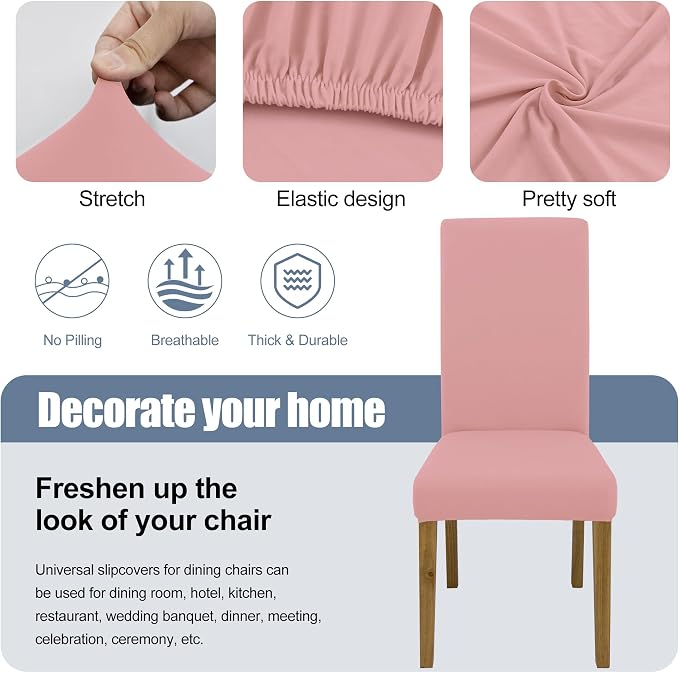Dining Chair Covers, Stretch Seat Covers, Washable Furniture Protector | Washable, Stretch Fit, Soft, Non Slip, Dining Chair Covers, Seat Protector, Furniture Protector - Image 3