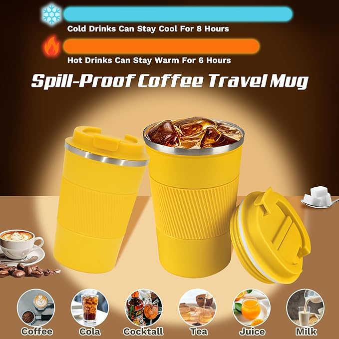 Vacuum Insulated Stainless Steel Travel Coffee Mug,Leak Proof Cup with Lid | 304 stainless steel mug with vacuum insulation, leak proof lid, silicone grip and car cup holder friendly design - Image 2