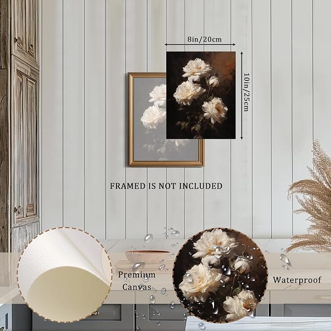 XOCUUI Vintage Flowers Canvas Wall Art Unframed Wall Decorations Mid Century Modern Wall Decor Botanical Wall Art for Farmhouse Kitchen Office Bathroom Decor 8x10 - Image 3