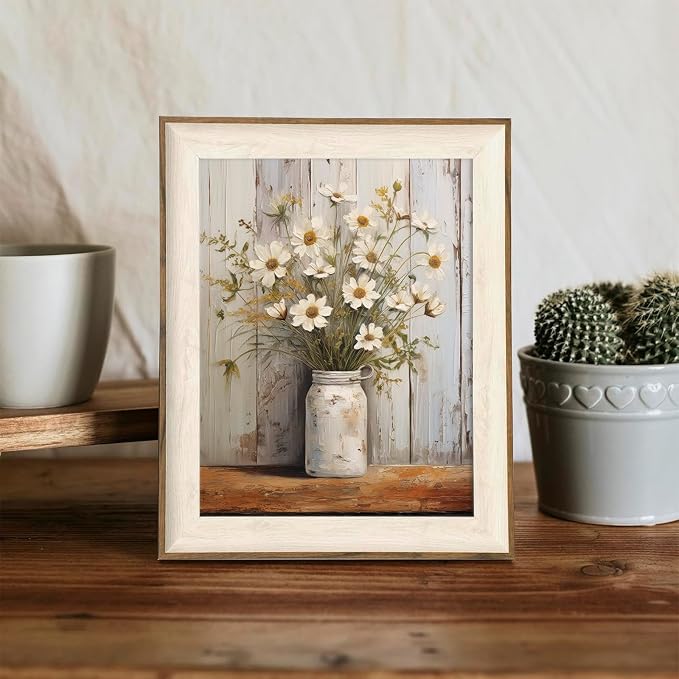 XOCUUI Vintage Canvas Wall Art, Modern Gallery Decor Print White Daisy Flower With Leaf In Bottle Theme Picture Artwork For Walls Ready for Kitchen Bedroom Decor Size 12x16 - Image 9