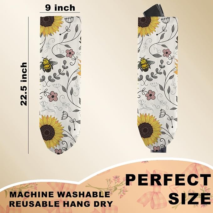 Cute Bee Plastic Bag Holder, Wall Mount Grocery Bag Holder for Plastic Bags | Vintage Rustic Sunflower Large Reusable Grocery Bags Storage Dispenser for Home Kitchen Pantry, Sunflower Gifts for Women - Image 2