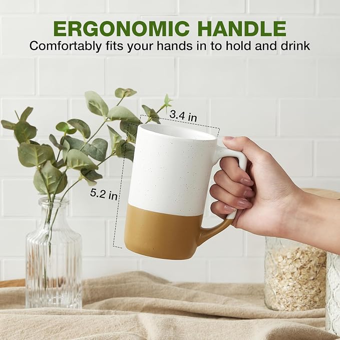Large Ceramic Coffee Mug Set of 4, 16 oz Tea Cups with Handle, Porcelain Mug for Latte, Hot Tea, Cappuccino, Milk, Cocoa, Microwave & Dishwasher Safe Cups for Men Women Mug Lovers, Housewarming Gift - Image 2