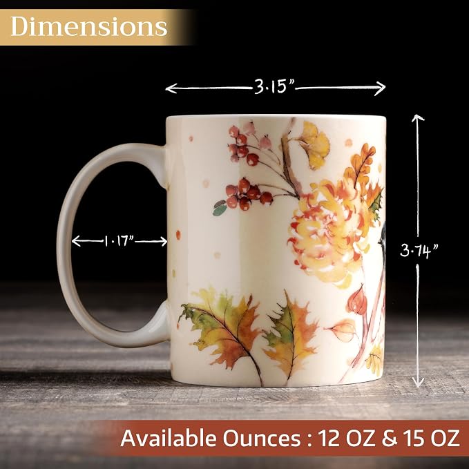 Maison d' Hermine Coffee Mug with Handles Tea Cups (12 Ounce, Pack of 1) | Fine Bone China Coffee Mugs for Hot Beverages Cappuccino Latte Home Restaurant Spring Summer -Kelim - Prairie - Autumn Joy - Image 4