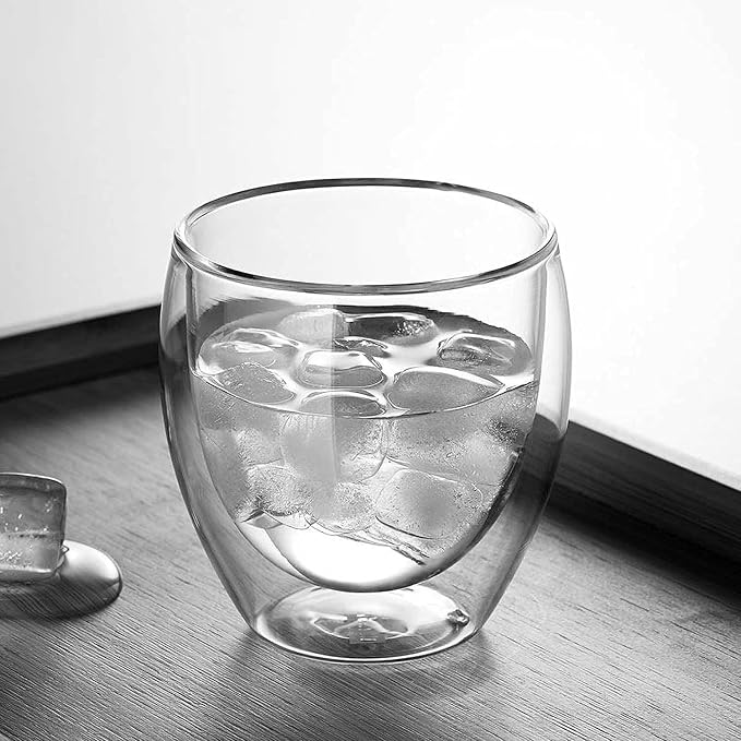 5.5oz Glass Coffee Mugs Set of 4, Double Walled Espresso Cups for Latte Cappuccino Cocoa Milk Cafe Juice, Clear Glass Tea Cup Set Glassware Gift for Christmas Birthday (5.5oz-4Pack) - Image 6
