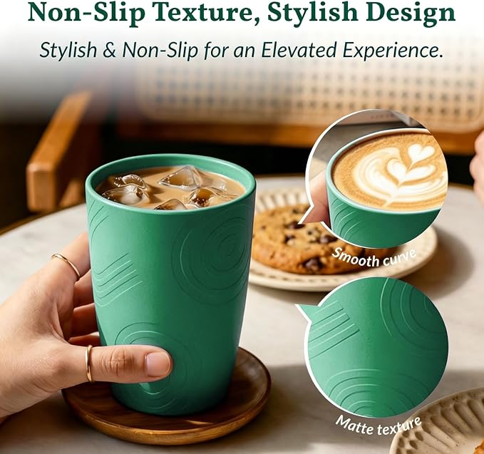 Homienly Cups for Drinking 12oz Daily Use Cups Dishwasher Safe Plastic Cups Alternative Stackable and Lightweight Reusable cups for Family Use-Forest Series - Image 3
