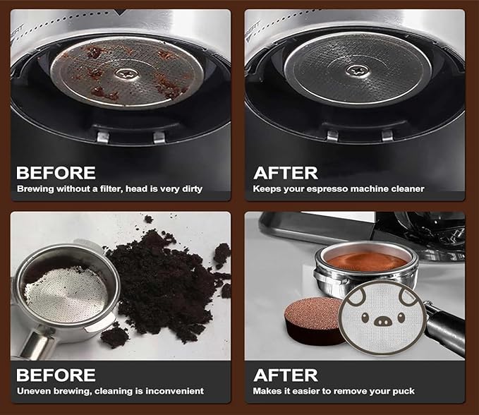 54mm Espresso Accessories Kit, Dosing Funnel and Puck Screen Set, Magnetic Coffee Funnel, 53.5mm Reusable Espresso Puck Screen, Espresso Tools(Panda)