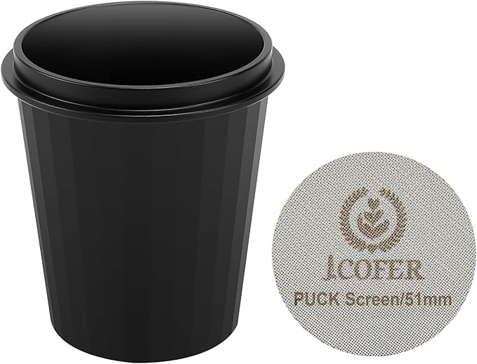 IKAPE 51mm Espresso Puck Screen, Reusable Professional Barista Portafilter Coffee Dosing Cup Set for Espresso Machine 51mm Bottomless Naked Portafilter (Espresso Set)