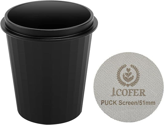 IKAPE 51mm Espresso Puck Screen, Reusable Professional Barista Portafilter Coffee Dosing Cup Set for Espresso Machine 51mm Bottomless Naked Portafilter (Espresso Set)