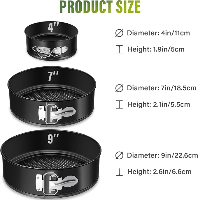 Vakoo 4+7+9 Inch Springform Pan - Nonstick, Leakproof Cheesecake Pan for Baking, Easy Release, No Parchment Paper Needed, Set of 3 - Image 8