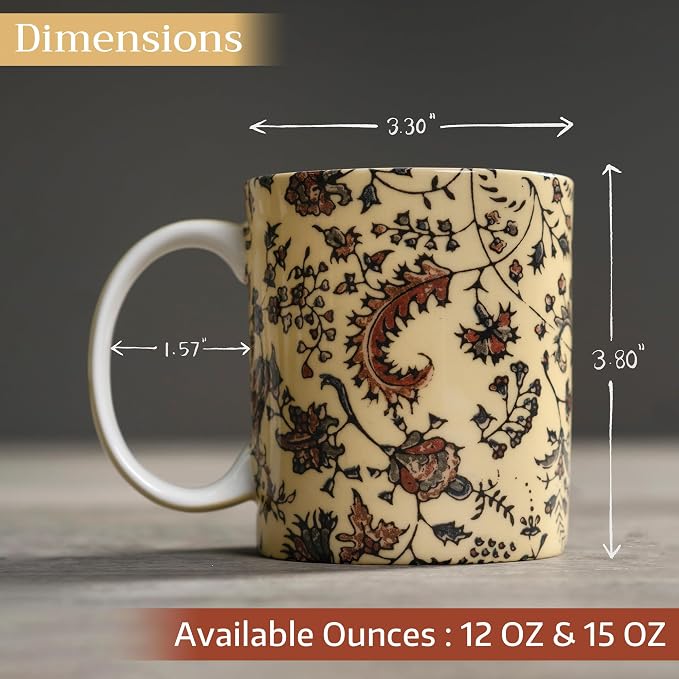 Maison d' Hermine Coffee Mug with Handles Tea Cups (15 Ounce, Pack of 1) | Fine Bone China Coffee Mugs for Hot Beverages Cappuccino Latte Home Restaurant Hotel Spring Summer -Lakshmi - Arum - Image 4