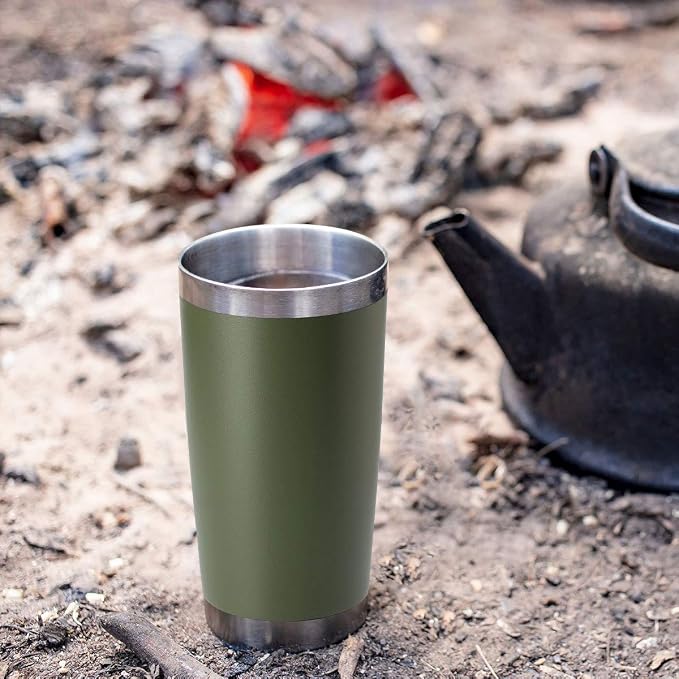 HASLE OUTFITTERS 20oz Stainless Steel Tumblers Bulk, Insulated Travel Cup with Lid, Double Wall Vacuum Coffee Mug for Cold & Hot Drinks 4 Pack, Army Green - Image 5